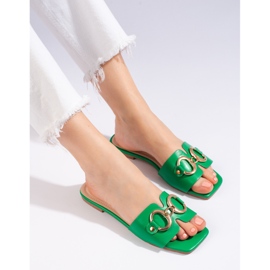 Chinelos verdes elegantes com fivela Shelovet 2 Chinelos verdes elegantes com fivela Shelovet 2