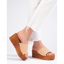 Chinelos de camurça bege Shelovet de mulher 1