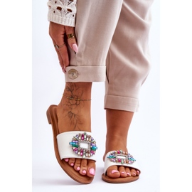 PE1 Sandálias femininas elegantes com decoração branca Halsey branco 1