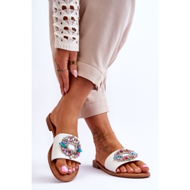 PE1 Sandálias femininas elegantes com decoração branca Halsey branco 2