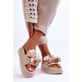 PE1 Chinelos Com Laço E Decorativo Teddy Beige Suzy bege 2