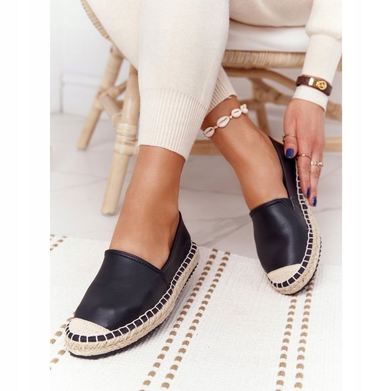 Alpercatas de couro com sola trançada Big Star HH274505 preto 2