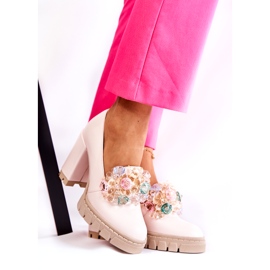 PA2 Bombas elegantes com ornamento liso rosa claro Caterine 3