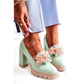 Inna Bombas femininas com um ornamento verde liso 4