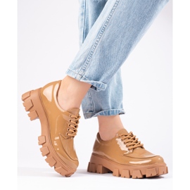 Sapato com cadarço bege Shelovet 1 Sapato com cadarço bege Shelovet 1