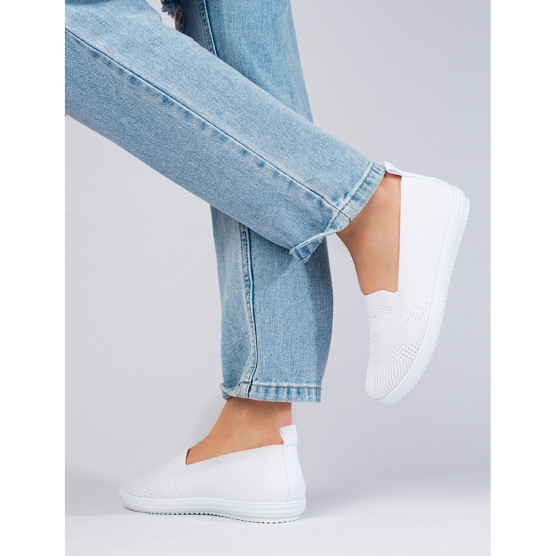 Sapatilhas de mulher em tecido sem cadarço Shelovet branco 2 Sapatilhas de mulher em tecido sem cadarço Shelovet branco 2