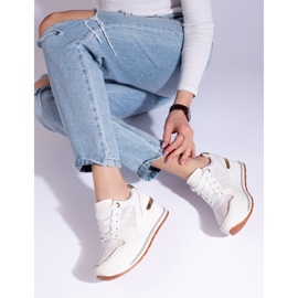 Sapatilhas de cunha creme Shelovet de mulher bege 1