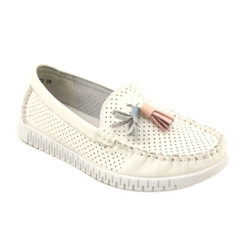Mocassins Elegantes Abertos Com Franjas Evento 23PB08-5372 Branco 1