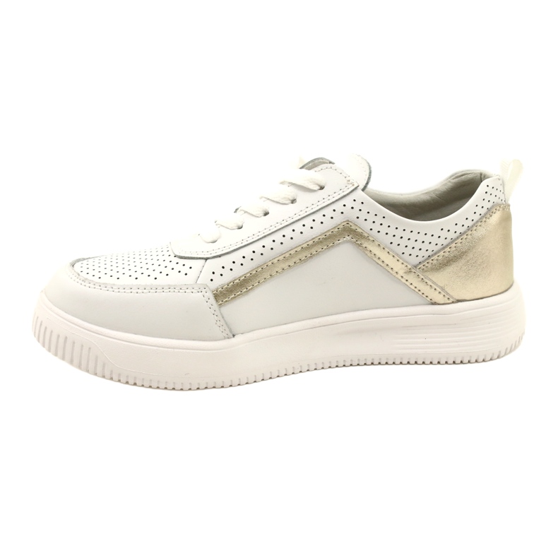 Tênis de couro com cadarço branco e dourado Evento 23PB08-5389 2