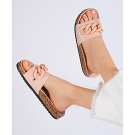 W. Potocki Chinelos de camurça de mulher com corrente Potocki rosa 1 W. Potocki Chinelos de camurça de mulher com corrente Potocki rosa 1