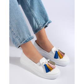 Slip-on de camurça branca Shelovet com franjas branco 1
