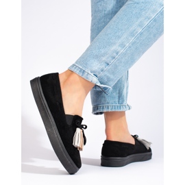 Slip-on de camurça preto Shelovet com franjas 2