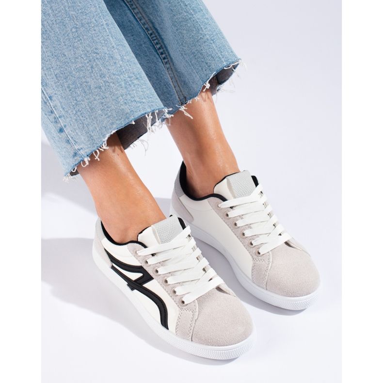 Sapatos desportivos Shelovet brancos e cinzentos de mulher 1