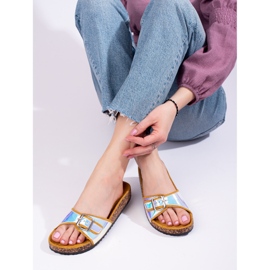 Sliders de cortiça holográfica amarela Shelovet amarelo 1