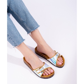 Sliders de cortiça holográfica amarela Shelovet amarelo 2