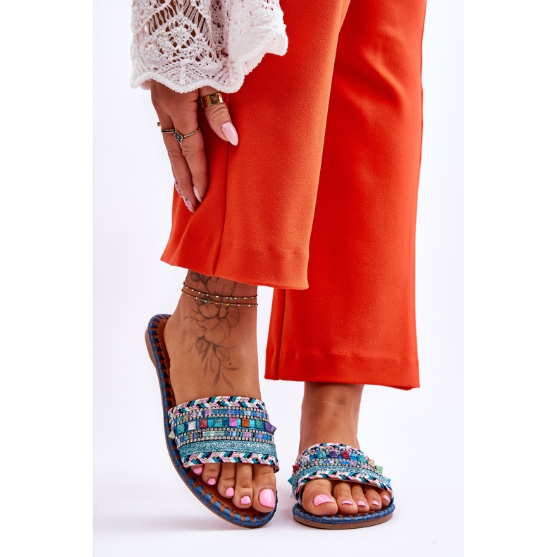 Chinelos femininos com enfeites azuis Bellisa azul 1 Chinelos femininos com enfeites azuis Bellisa azul 1