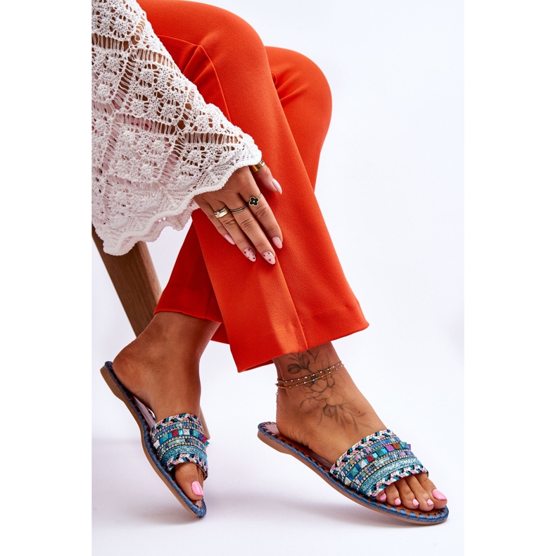 Chinelos femininos com enfeites azuis Bellisa azul 2 Chinelos femininos com enfeites azuis Bellisa azul 2