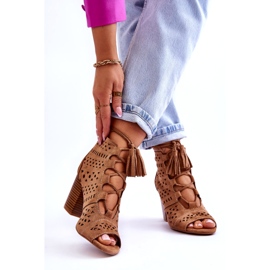 FB1 Botas de salto alto Camel Letya Openwork bege 2