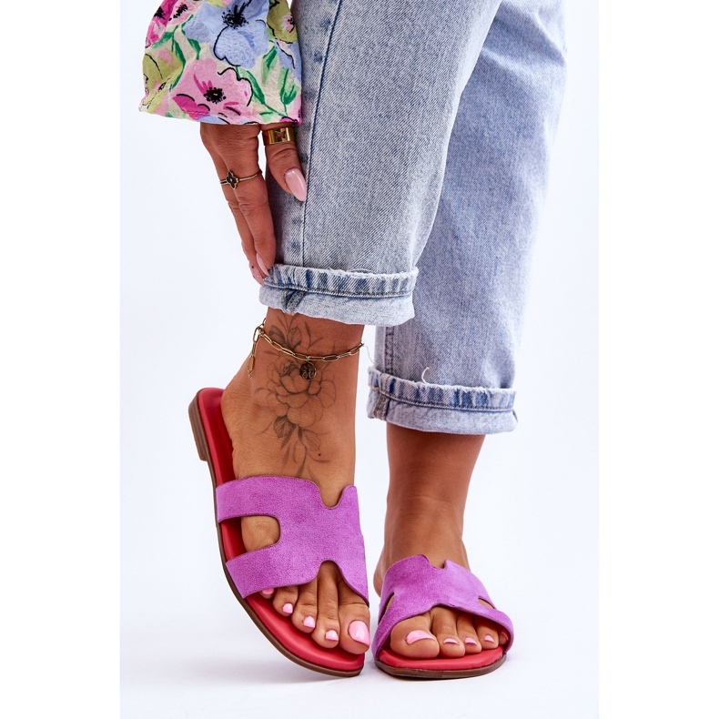 PS1 Chinelos femininos clássicos de camurça roxo Evana tolet 1