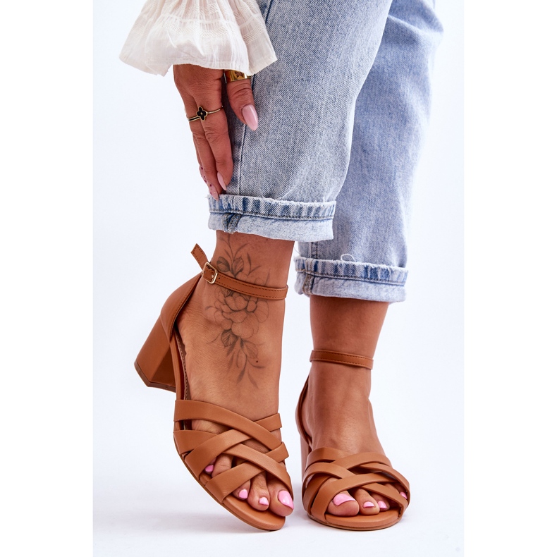 PS1 Sandália Camel Camelia confortável com salto baixo marrom 1