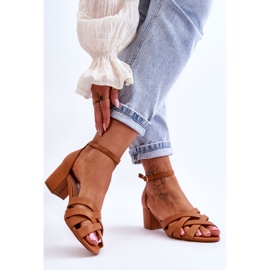 PS1 Sandália Camel Camelia confortável com salto baixo marrom 2