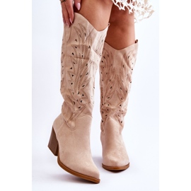 Botas sem cadarço Elavi Beige Openwork Camurça bege 1 Botas sem cadarço Elavi Beige Openwork Camurça bege 1