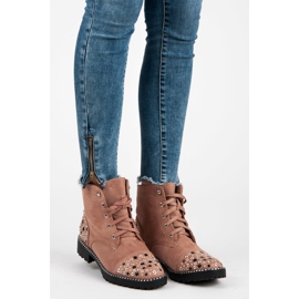 Ideal Shoes Operários de camurça rosa 1