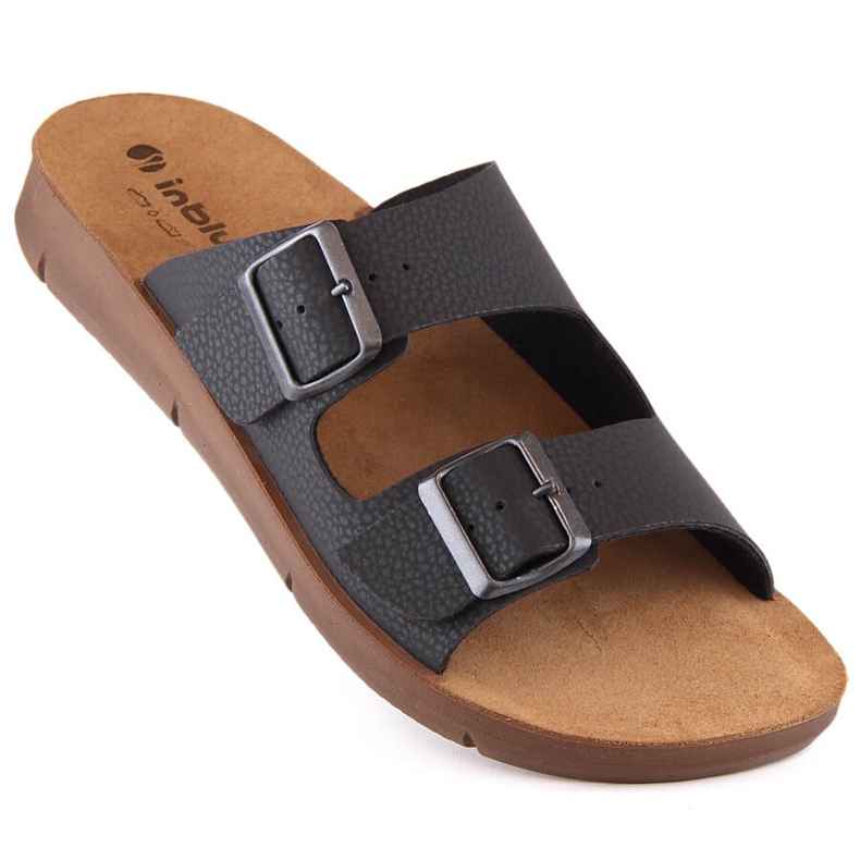 Chinelos masculinos confortáveis ​​com fivelas pretas Inblu CM000028-014 preto 1