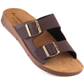 Chinelos masculinos confortáveis ​​com fivelas marrom Inblu CM000028-043 castanho 1
