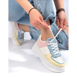 Tênis multicoloridos em plataforma Shelovet grossa rosa 1