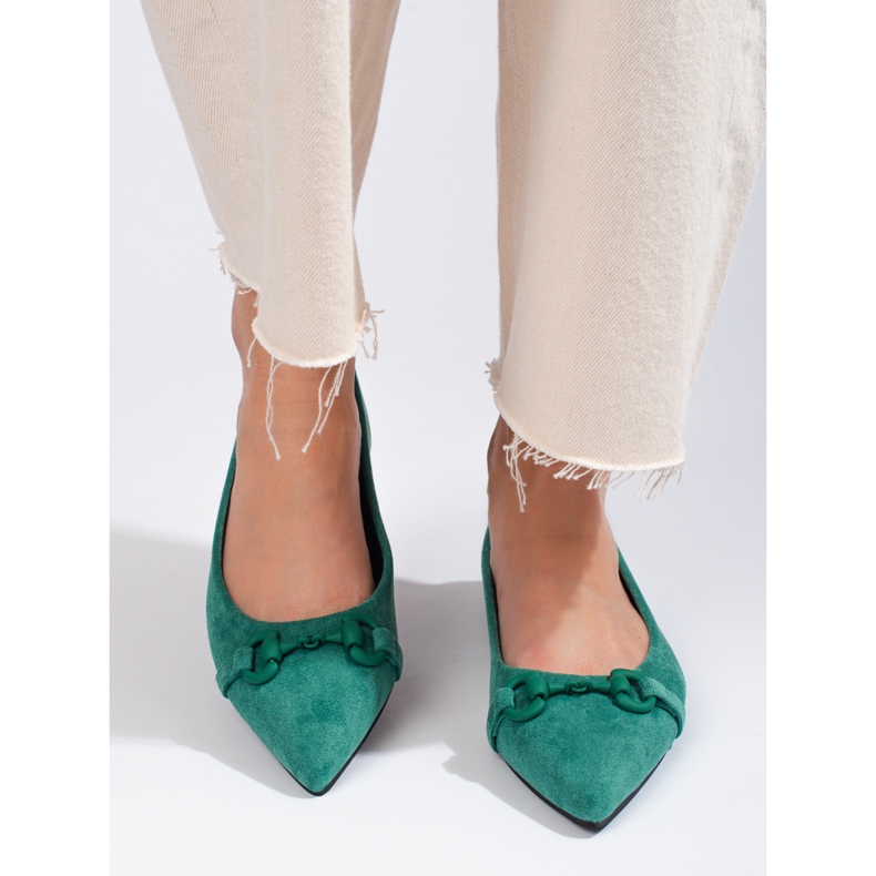 Sabrinas de mulher em camurça verde Shelovet 1