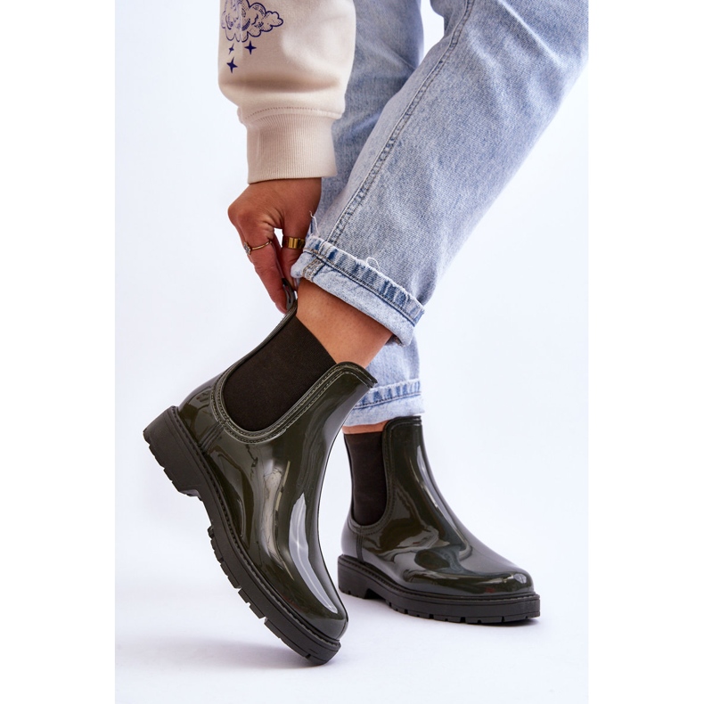BM Galochas Femininas Botas Chelsea Verde Escuro Larone 2