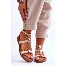 PG1 Sandália Feminina Com Cinto Decorativo Bege Rochelle 1