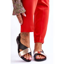 Lemar Sandálias De Couro Com Preto E Dourado Addison 1