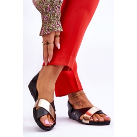 Lemar Sandálias De Couro Com Preto E Dourado Addison 2