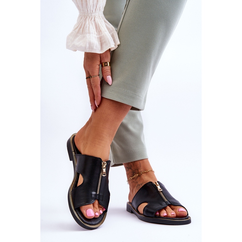 Lemar Chinelos Femininos com Zíper Decorativo Preto Clarence 2