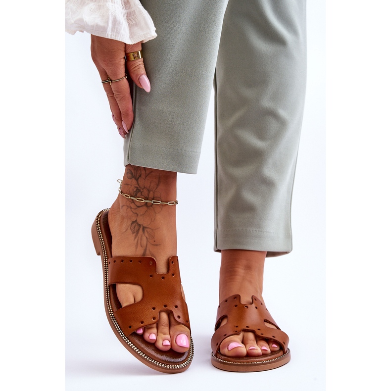 Lemar Sandália Feminina Com Recortes Decorativos Marrom Emily 1