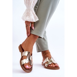 Lemar Chinelos femininos com recortes decorativos Golden Emily dourado 2