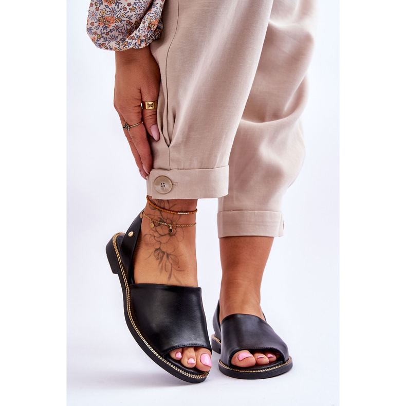 Lemar Sandália de couro preto Alivia sem cadarço 1