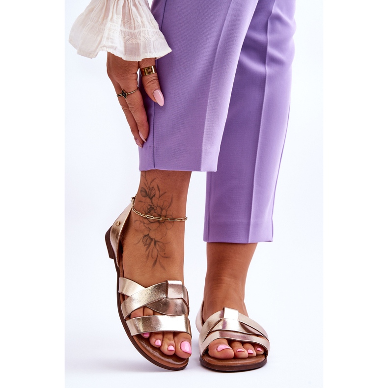 Zazoo Sandálias confortáveis ​​de couro Kayla douradas dourado 1