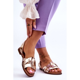 Zazoo Sandálias confortáveis ​​de couro Kayla douradas dourado 2