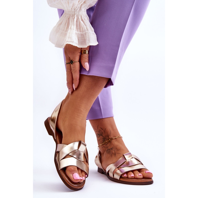 Zazoo Sandálias confortáveis ​​de couro Kayla douradas dourado 2