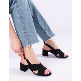Sandália de camurça preta com salto, Shelovet preto 1