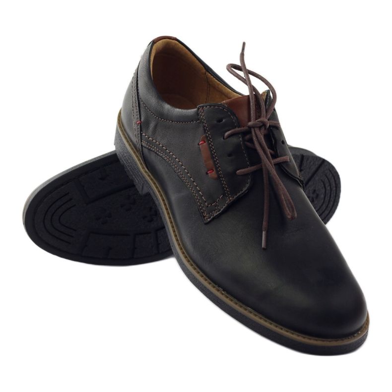 Sapatos masculinos Riko amarrados 823 preto marrom 3
