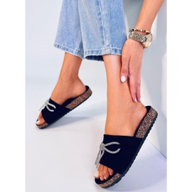 BM Slides de cortiça com strass Dietz Black preto 1