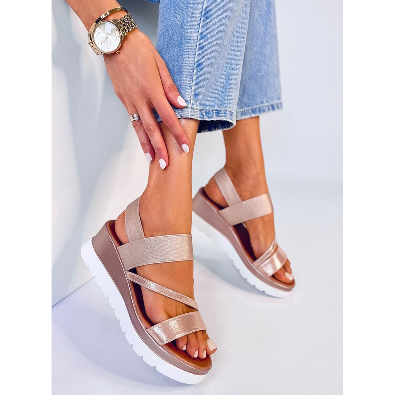 BM Sandália de cunha Carlton Champagne rosa 2