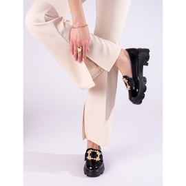 W. Potocki Mocassins laqueados pretos em sola grossa de T.Potocki 1