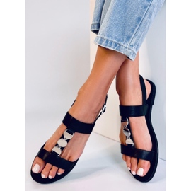 BM Sandálias de mulher Cheek Black metálicas preto 1