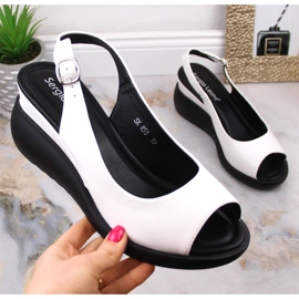 Sandálias de cunha de mulher brancas Sergio Leone SK853 branco 1