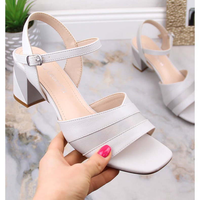 Sandálias elegantes de mulher cinza no poste Sergio Leone SK897 1